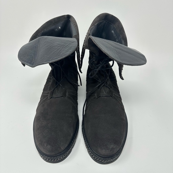 Stuart Weitzman Yadastud Gray Fold Down Studded Combat Boots Women's 10M - Picture 4 of 16